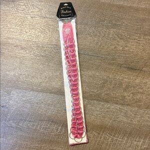 Fashion Accessories Scarf Belt Pink Silver Metallic Ring and Thread Details OS